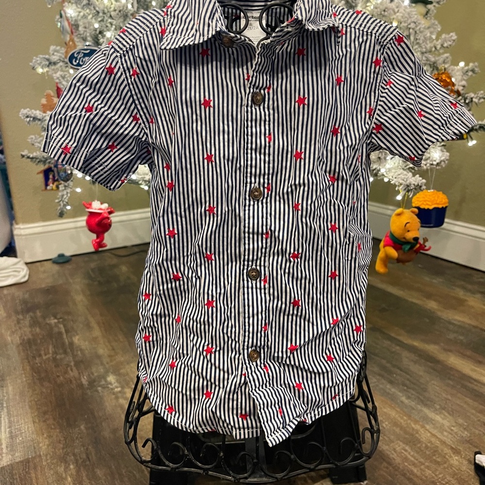 Carter's Navy Striped Shirt with Red Stars